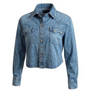RE/DONE Western Denim Shirt Runyon Medium Stone Wash Cropped Small